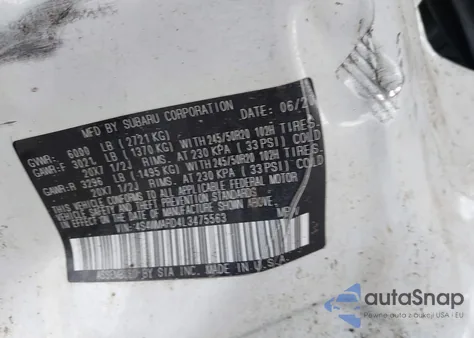 2020 Subaru Ascent Touring z USA, uszkodzony, nr VIN 4S4WMARD4L3475563